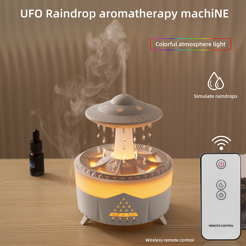 UFO diffuser, mushroom diffuser, aroma diffuser, essential oil diffuser, ultrasonic humidifier, remote control diffuser, night light diffuser, cool mist diffuser, LED aroma diffuser, home diffuser, office diffuser, air humidifier, rain drop diffuser, decorative diffuser, bedroom diffuser